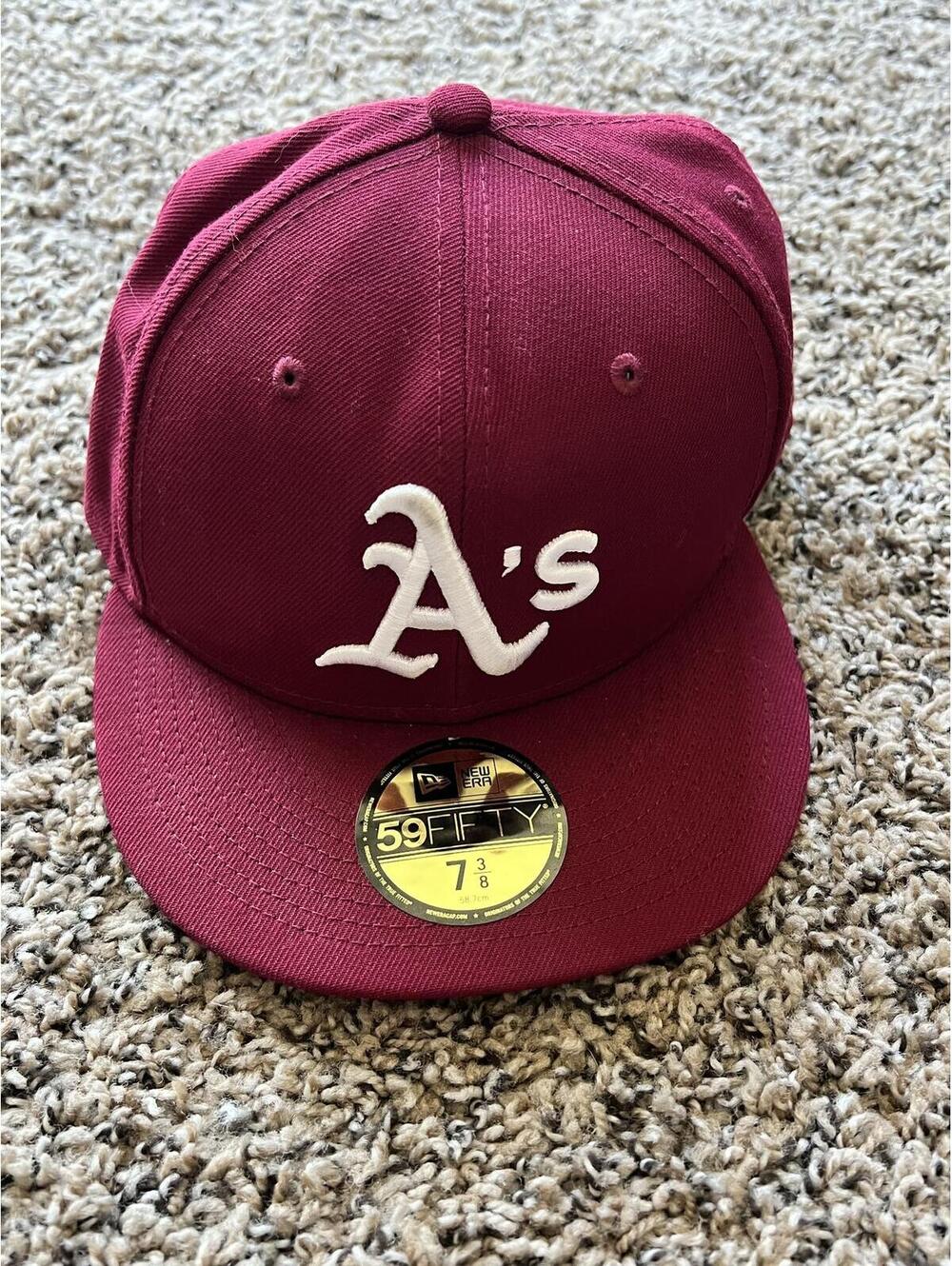 New Era 59FIFTY Maroon Fitted Baseball Cap Size 7 3/8